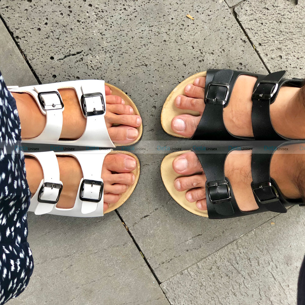 Giày sandal đế trấu 2 khóa trắng
