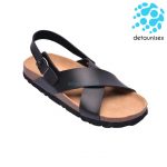 Giày sandal đế trấu 2 quai chéo nam nữ màu đen – Sata23D